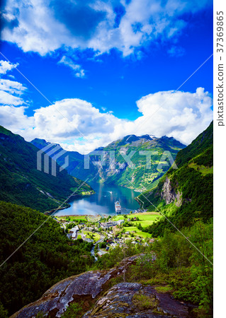 Geiranger fjord, Norway aerial photography. 37369865