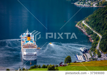 Geiranger fjord, Norway aerial photography. Geiranger fjord, Norway aerial photography. 37369880