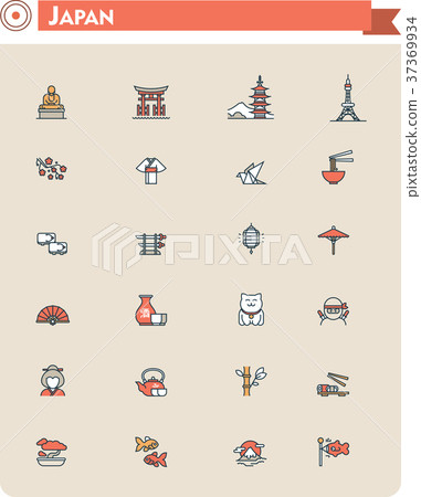 Japan travel icon set 37369934