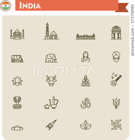 India travel icon set 37370040