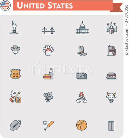 United States travel icon set 37370050