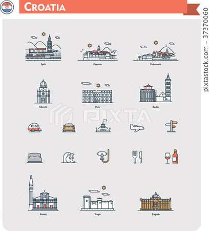 Croatia travel icon set Croatia travel icon set 37370060