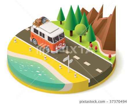 Vector isometric camper travel icon 2 - Stock Illustration [37370494 ...