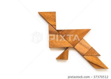 Wood tangram puzzle in peacock shape 37370512