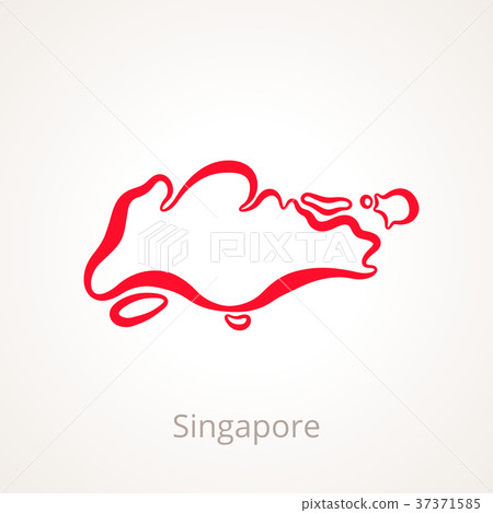 Singapore Outline Map Stock Illustration 37371585 PIXTA   37371585 