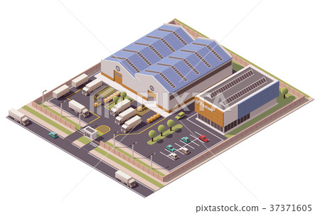 Vector isometric factory buildings icon Vector isometric factory buildings icon 37371605
