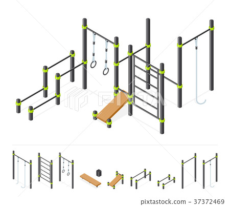 Street workout area. Outdoor athletic gym Street workout area. Outdoor athletic gym 37372469