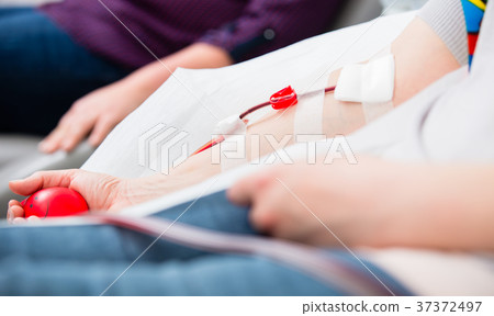 Vein catheter at blood donation 37372497