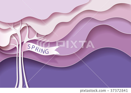Spring season card with pink tree 37372841