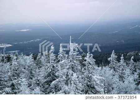 View of the Ural mountains in winter from the top View of the Ural mountains in winter from the top 37372854