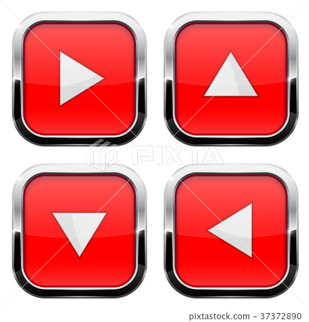 Red buttons. Square arrow keys with chrome frame - Stock Illustration ...