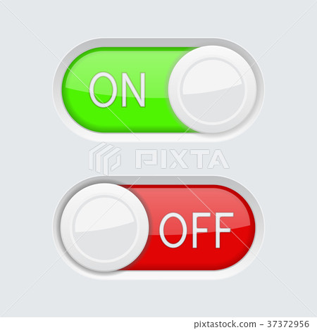 Toggle switch buttons. Green and red ON and OFF 37372956