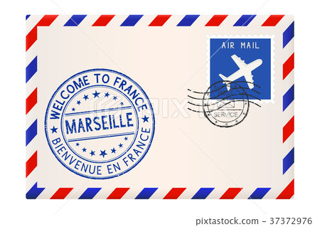 International mail envelope with tourist blue 37372976