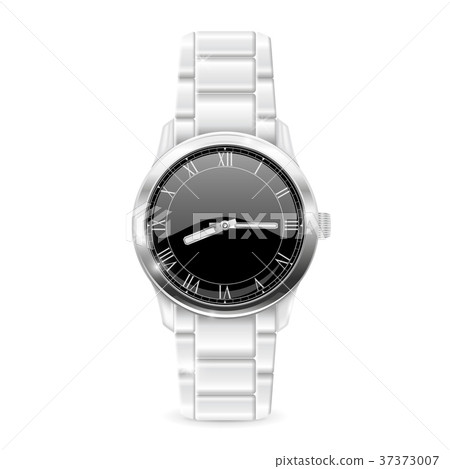 Men watch with metal bracelet. Roman numerals on Men watch with metal bracelet. Roman numerals on 37373007