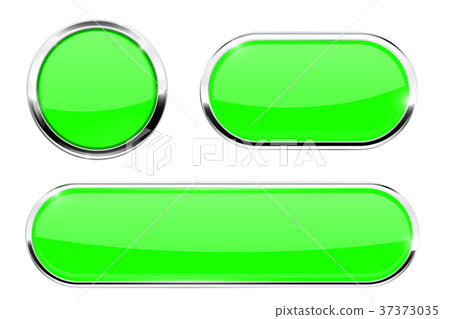 Green buttons with metal frame - Stock Illustration [37373035] - PIXTA