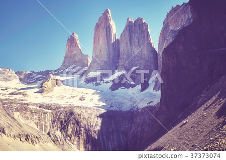 Torres del Paine mountain range, Patagonia, Chile. Torres del Paine mountain range, Patagonia, Chile. 37373074