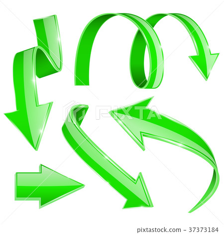 Green arrows. Set of shiny signs Green arrows. Set of shiny signs 37373184