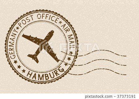 Postal stamp with Hamburg title. Round brown 37373191