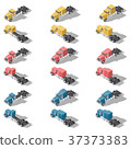 American trucks isometric low poly icon set 37373383