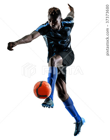 one african soccer player man isolated white 37373680