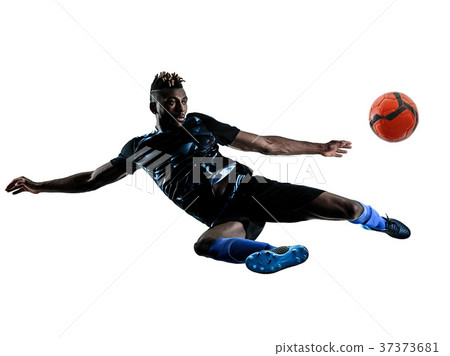 one african soccer player man isolated white 37373681