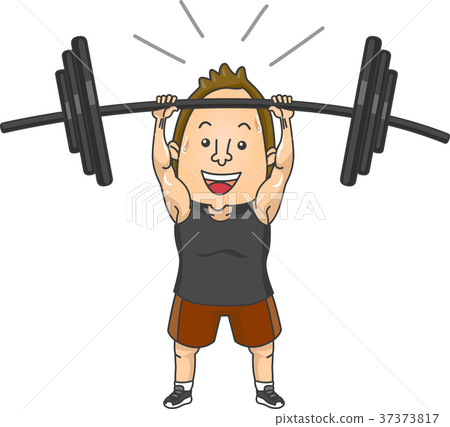 Man Lift Barbell Illustration Man Lift Barbell Illustration 37373817