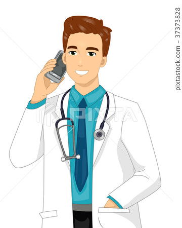 Man Doctor Call Mobile Illustration - Stock Illustration [37373828] - PIXTA