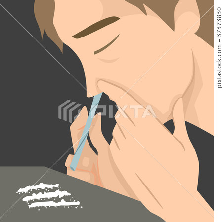 Man Snorting Drug Illustration 37373830