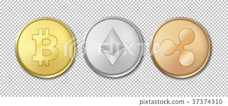 Realistic vector crypto currency coin icon set Realistic vector crypto currency coin icon set 37374310