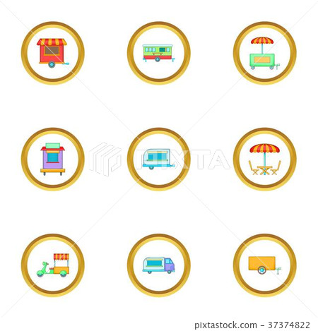 Market stall icons set, cartoon style Market stall icons set, cartoon style 37374822