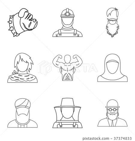 Torso icons set, outline style Torso icons set, outline style 37374833