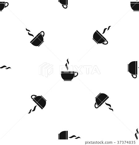 Glass cup of tea pattern seamless black Glass cup of tea pattern seamless black 37374835