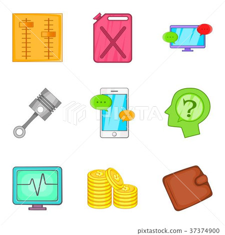 Aeroengine icons set, cartoon style 37374900