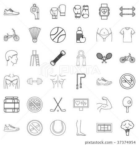 Diet icons set, outline style 37374954