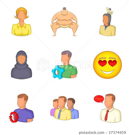 Person icons set, cartoon style Person icons set, cartoon style 37374959