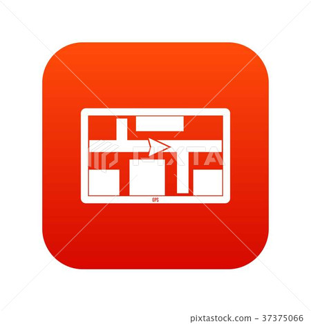 GPS navigation icon digital red GPS navigation icon digital red 37375066