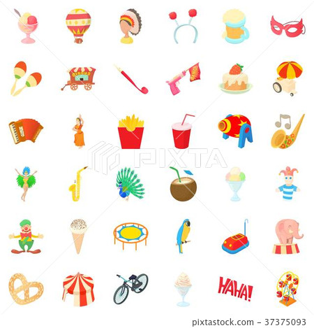 Clown icons set, cartoon style 37375093