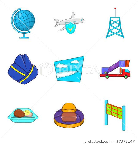 Radio lighthouse icons set, cartoon style 37375147