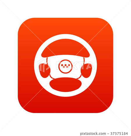 Steering wheel of taxi icon digital red 37375184