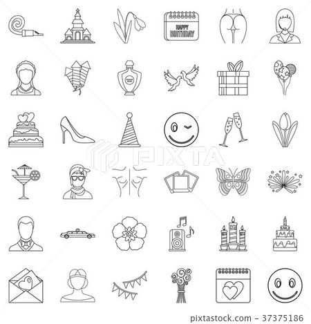 Shoe icons set, outline style 37375186