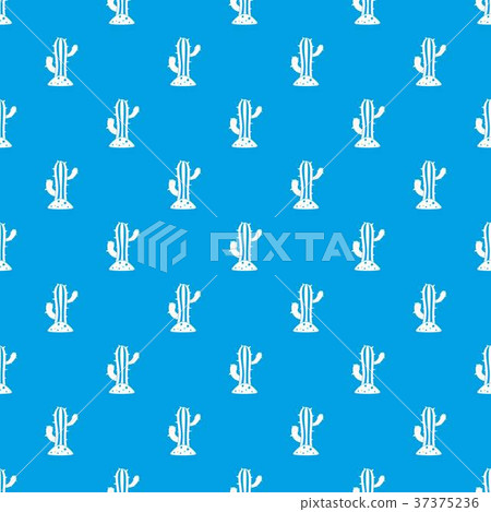Cactus pattern seamless blue - Stock Illustration [37375236] - PIXTA