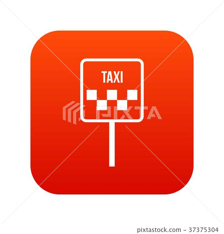 Sign taxi icon digital red 37375304