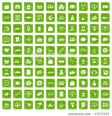 100 payment icons set grunge green 37375355