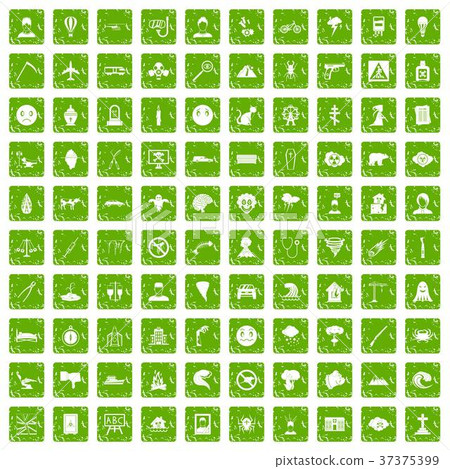 100 phobias icons set grunge green 100 phobias icons set grunge green 37375399