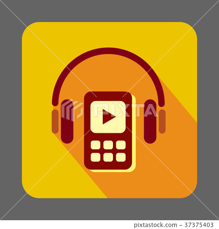 Listen music in headset concept background, cartoon style Listen music in headset concept background, cartoon style 37375403