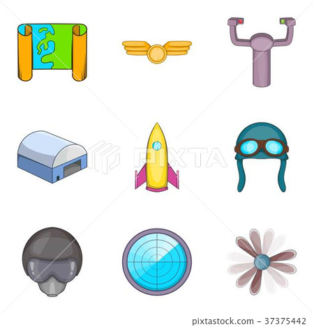 Landing field icons set, cartoon style 37375442