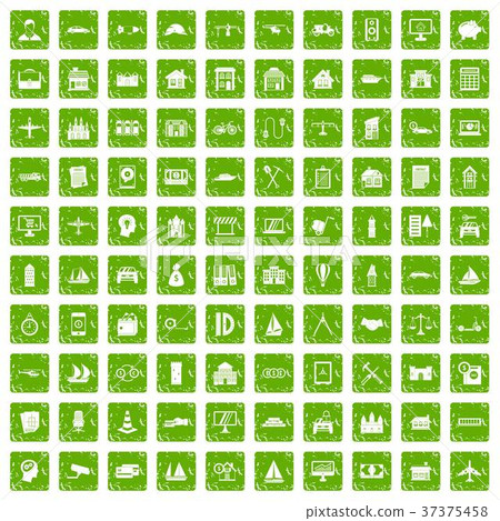 100 private property icons set grunge green 37375458