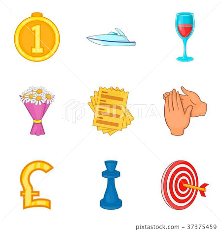 Luxury icons set, cartoon style 37375459