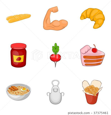 Junk food icons set, cartoon style 37375461