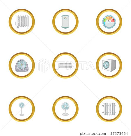 Electric heater icons set, cartoon style 37375464